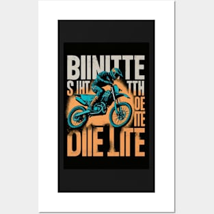 Dirt bike rider w/ orange and grey lettering Posters and Art